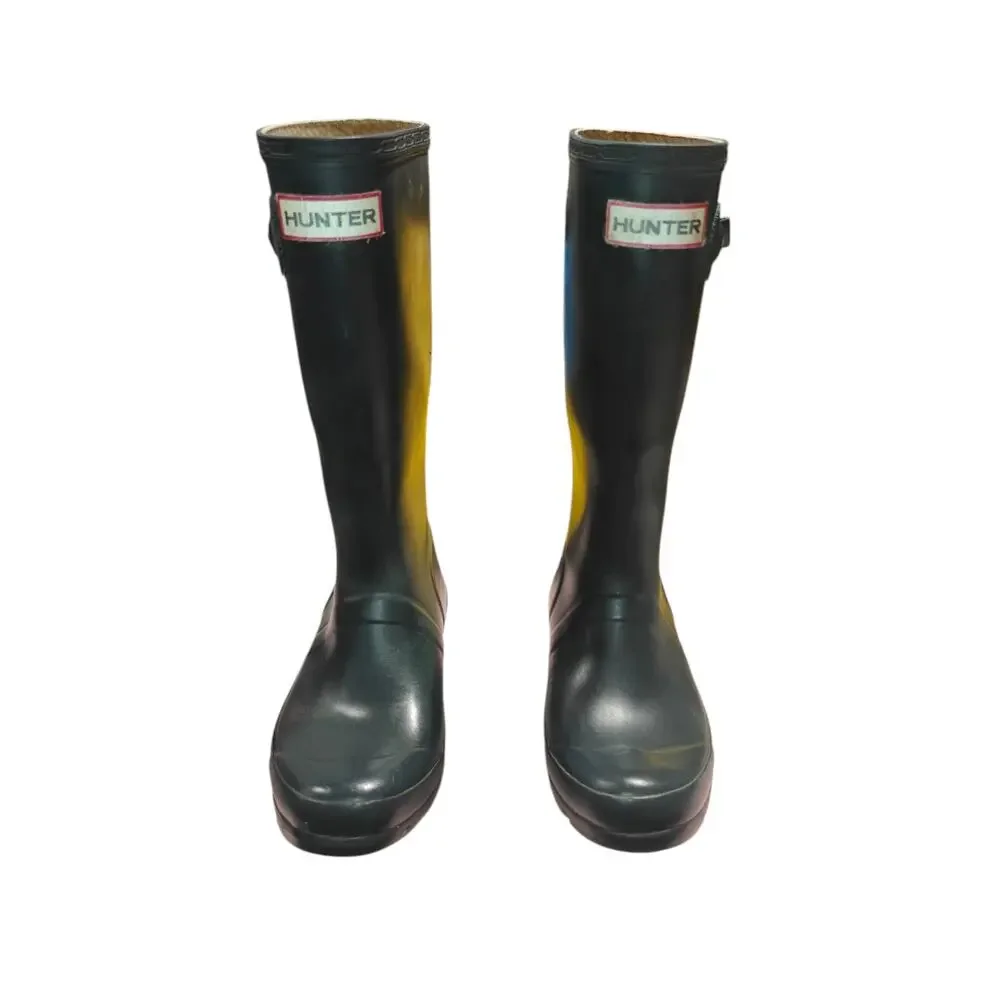 HUNTER Original Tall Kid's Rain Boots In Dark Olive Size 1